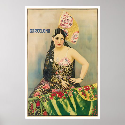 Affiche de voyage en Espagne art Barcelone Impress (Devant)