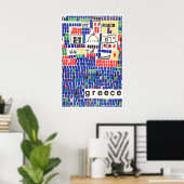 Affiche de voyage en Grèce Impression de mosaïque  (Bureau à domicile)
