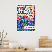 Affiche de voyage en Grèce Impression de mosaïque  (Cuisine)