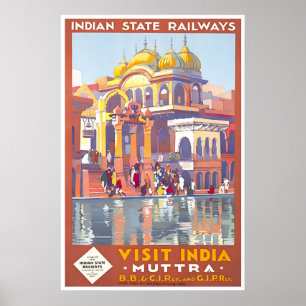 Affiche de voyage en Inde Muttra Roger Broders