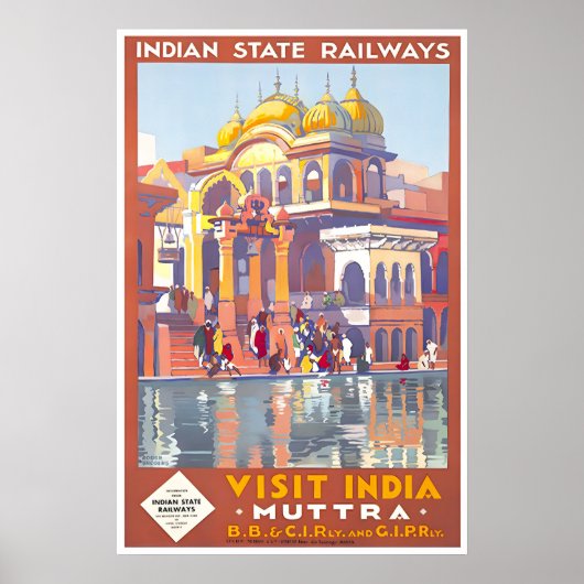 Affiche de voyage en Inde Muttra Roger Broders (Devant)