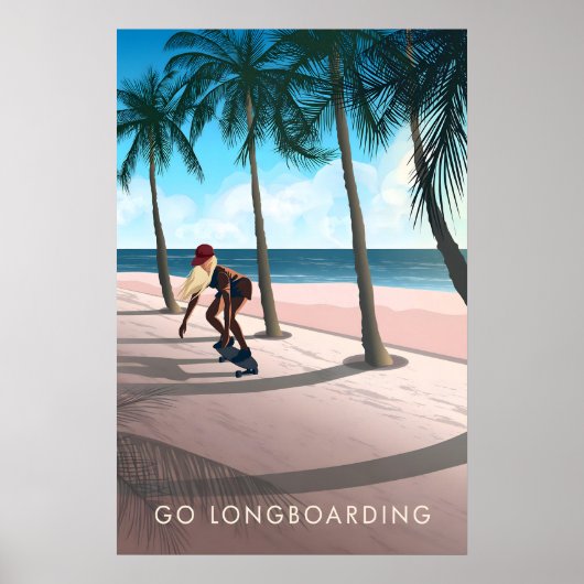 Affiche de voyage en longboard (Devant)