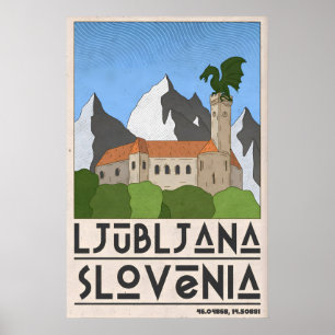 Affiche de voyage en Slovénie Tour de la citadelle