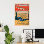 Affiche de voyage en train Chicago, Milwaukee & St (Bureau à domicile)