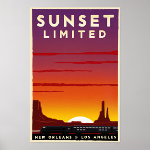 Affiche de voyage en train Sunset Limited