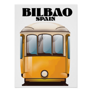 Affiche de voyage en tramway à Bilbao en Espagne