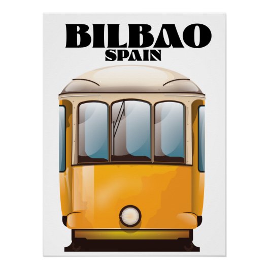 Affiche de voyage en tramway à Bilbao en Espagne (Devant)