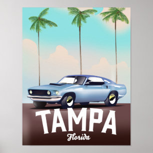 Affiche de voyage en voiture à Tampa Floride