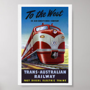 Affiche de voyage ferroviaire vers l'Australie occ