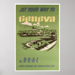Affiche de voyage Genève Suisse Art Suisse Rétro