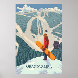Affiche de voyage Grandvalira Andorra Snowboarding