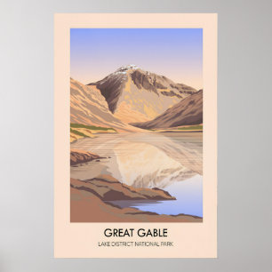 Affiche de voyage Great Gable Mountain Lake Distri