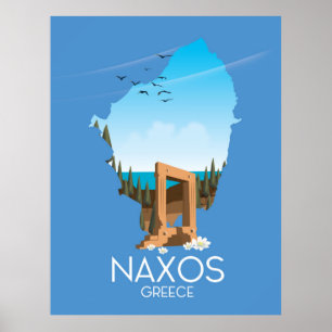 Affiche de voyage grecque carte de Naxos.
