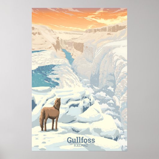 Affiche de voyage Gullfoss cascade Islande (Devant)