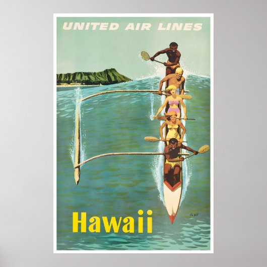 Affiche de voyage Hawaï Impression de surf hawaïen (Devant)
