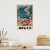 Affiche de voyage Hawaï Impression de surfeur Art (Cuisine)