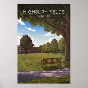 Affiche de voyage Highbury Fields Islington Londre