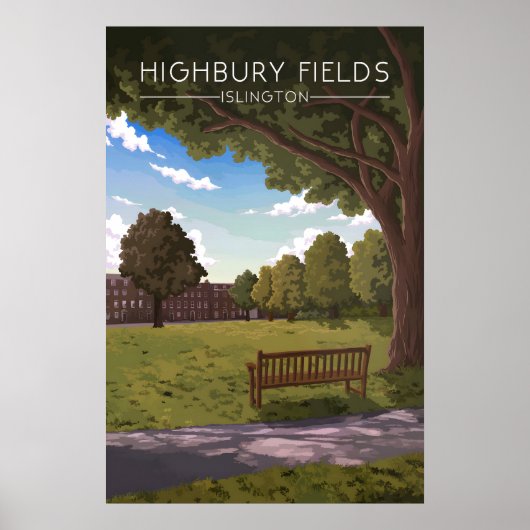 Affiche de voyage Highbury Fields Islington Londre (Devant)