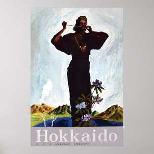 Affiche de voyage Hokkaido Japon Art mural vintage