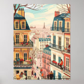 Affiche de voyage Illustration de Paris Impression (Devant)