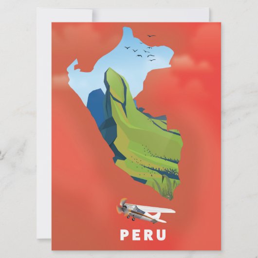 Affiche de voyage illustrée carte du Pérou (Devant)