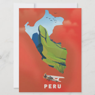 Affiche de voyage illustrée carte du Pérou