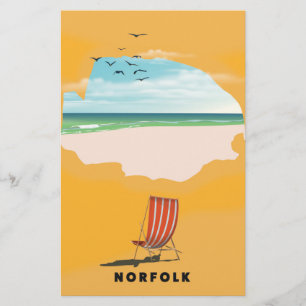 Affiche de voyage illustrée de la carte de Norfolk