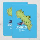 Affiche de voyage illustrée de la carte grecque d' (Devant / Derrière)