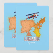 Affiche de voyage illustrée de la carte grecque de (Devant / Derrière)