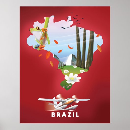 Affiche de voyage illustrée du Brésil. (Devant)