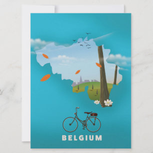Affiche de voyage imprimée carte de la Belgique.