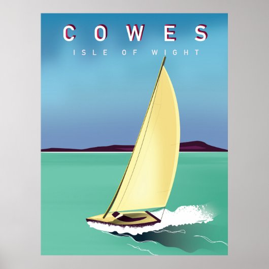 affiche de voyage imprimée cowes île de wight. (Devant)