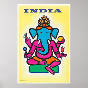 Affiche de voyage Inde Impression d'art hindou Gan
