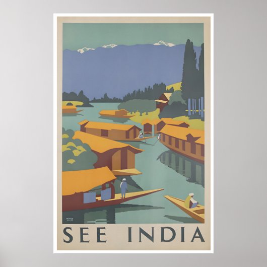 Affiche de voyage Inde Impression d'art Rétro (Devant)