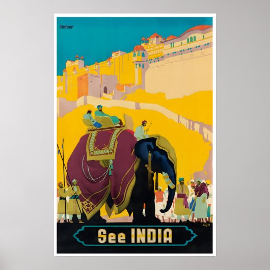 Affiche de voyage Inde Impression indienne Art élé (Devant)