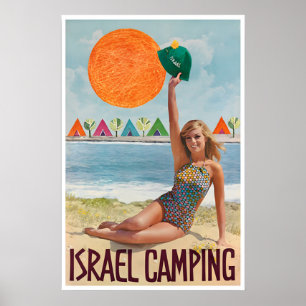 Affiche de voyage Israël Rétro Affiche de camping