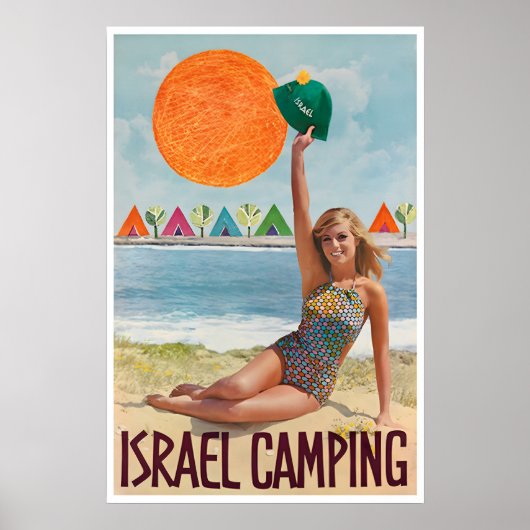 Affiche de voyage Israël Rétro Affiche de camping  (Devant)