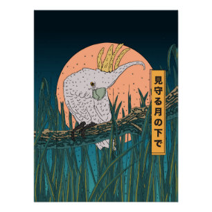 Affiche de voyage japonaise Cacatoès