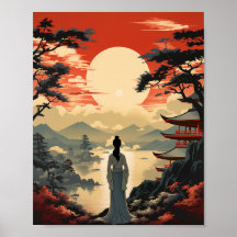 affiche de voyage japonaise de style vintage