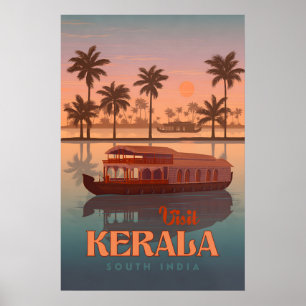 Affiche de voyage Kerala Inde