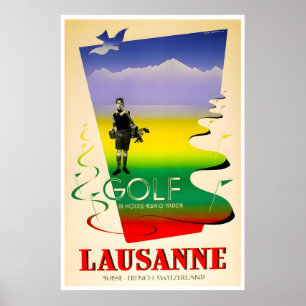 Affiche de voyage Lausanne Art suisse Suisse Golf
