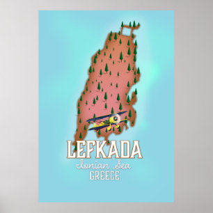 Affiche de voyage Lefkada Grèce.