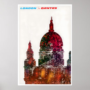 Affiche de voyage Londres Angleterre Art Qantas Im