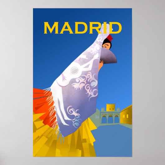 Affiche de voyage Madrid vintage. (Devant)