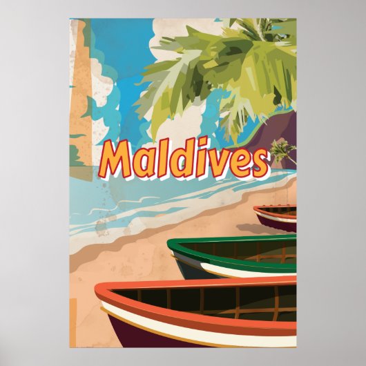 Affiche de voyage Maldives Vintage (Devant)