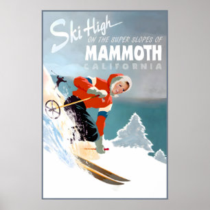 Affiche de voyage Mammoth Mountain Californie Sier