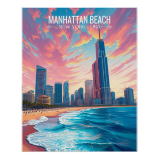 Affiche de voyage | Manhattan Beach Wallart Home D