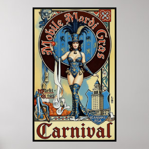 Affiche de voyage Mardi Gras à Mobile Alabama