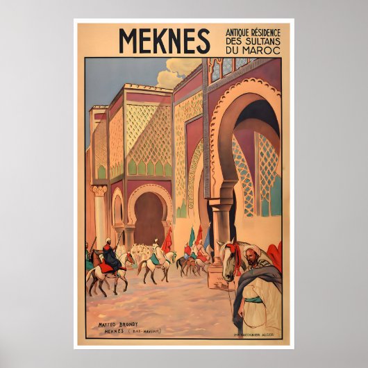 Affiche de voyage Maroc Art Meknes Impression Maro (Devant)