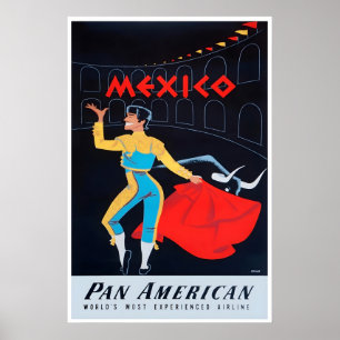 Affiche de voyage Mexique Art de tauromachie mexic